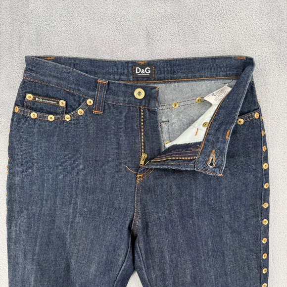 Vintage Dolce & Gabbana Women's Dark Wash Denim Jeans Gold Studded  Sz 26 - Picture 10 of 16